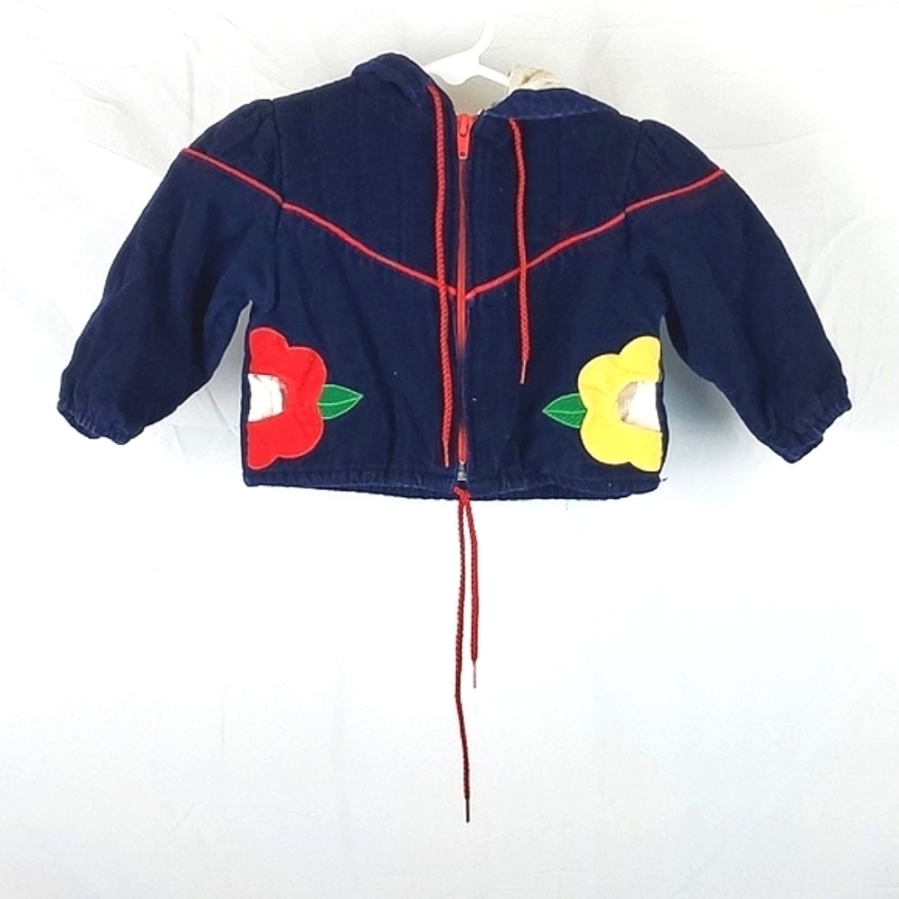 Vintage‎ 70s Blue Corduroy Flower Jacket